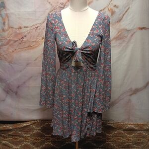 American Eagle Floral Tie Front Dress